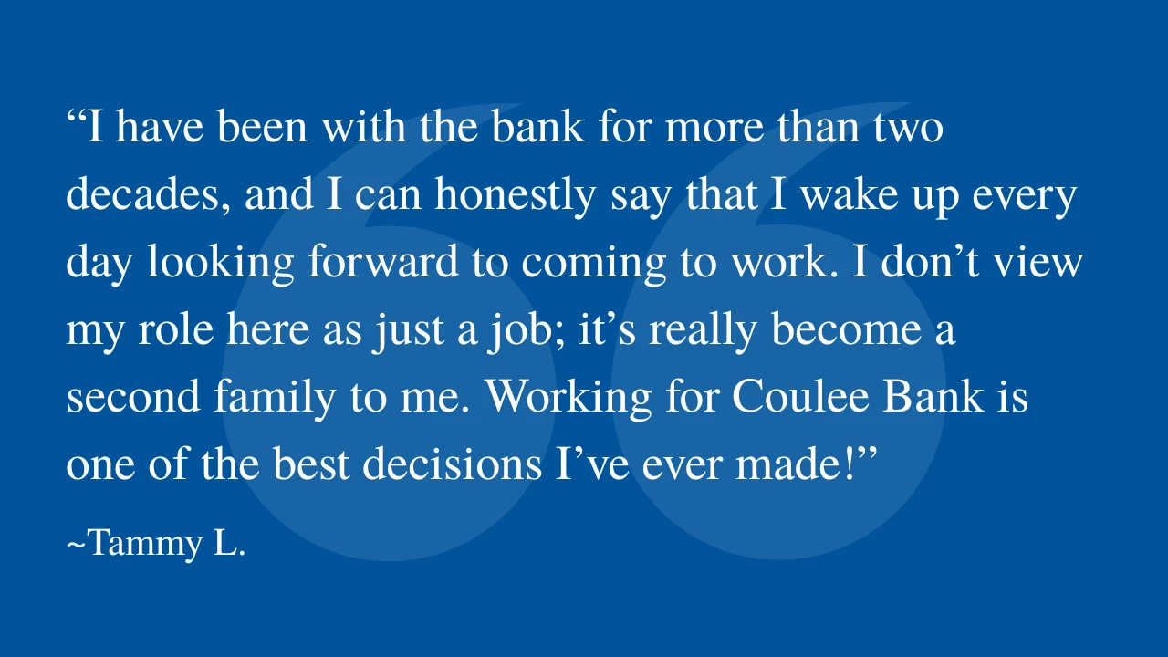 Work testimonial from Tammy with large quotation graphic