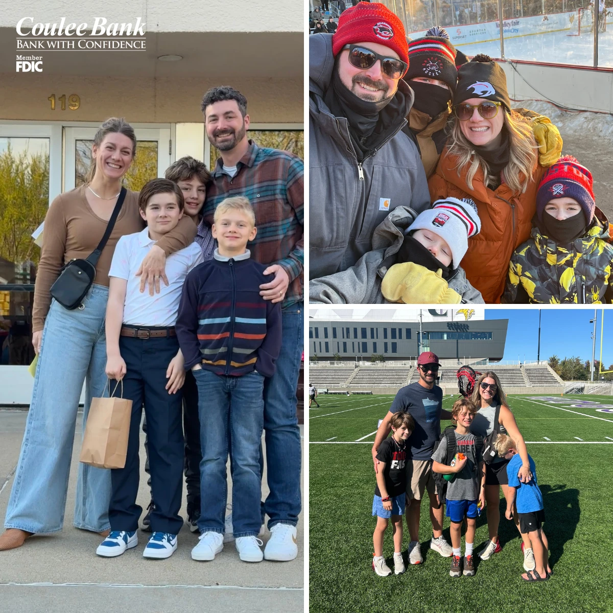 Andi and her family at football, school and lacrosse