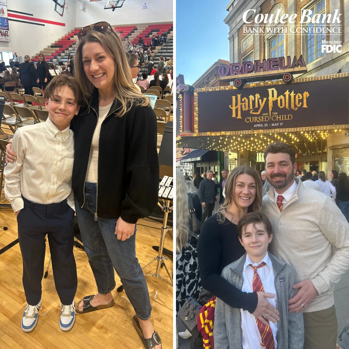 Andi and her family at a concert and a play