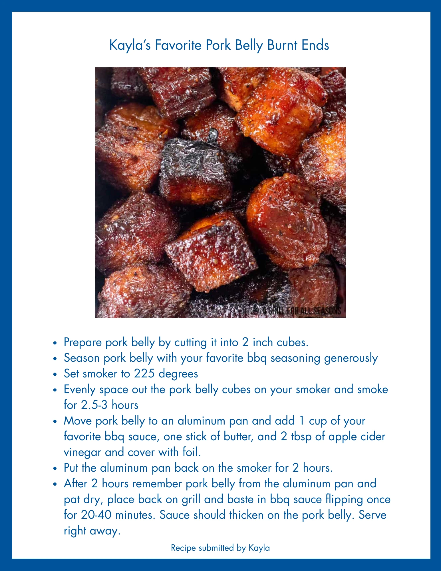 Employee Recommendation Pork Belly Burnt Ends Recipe
