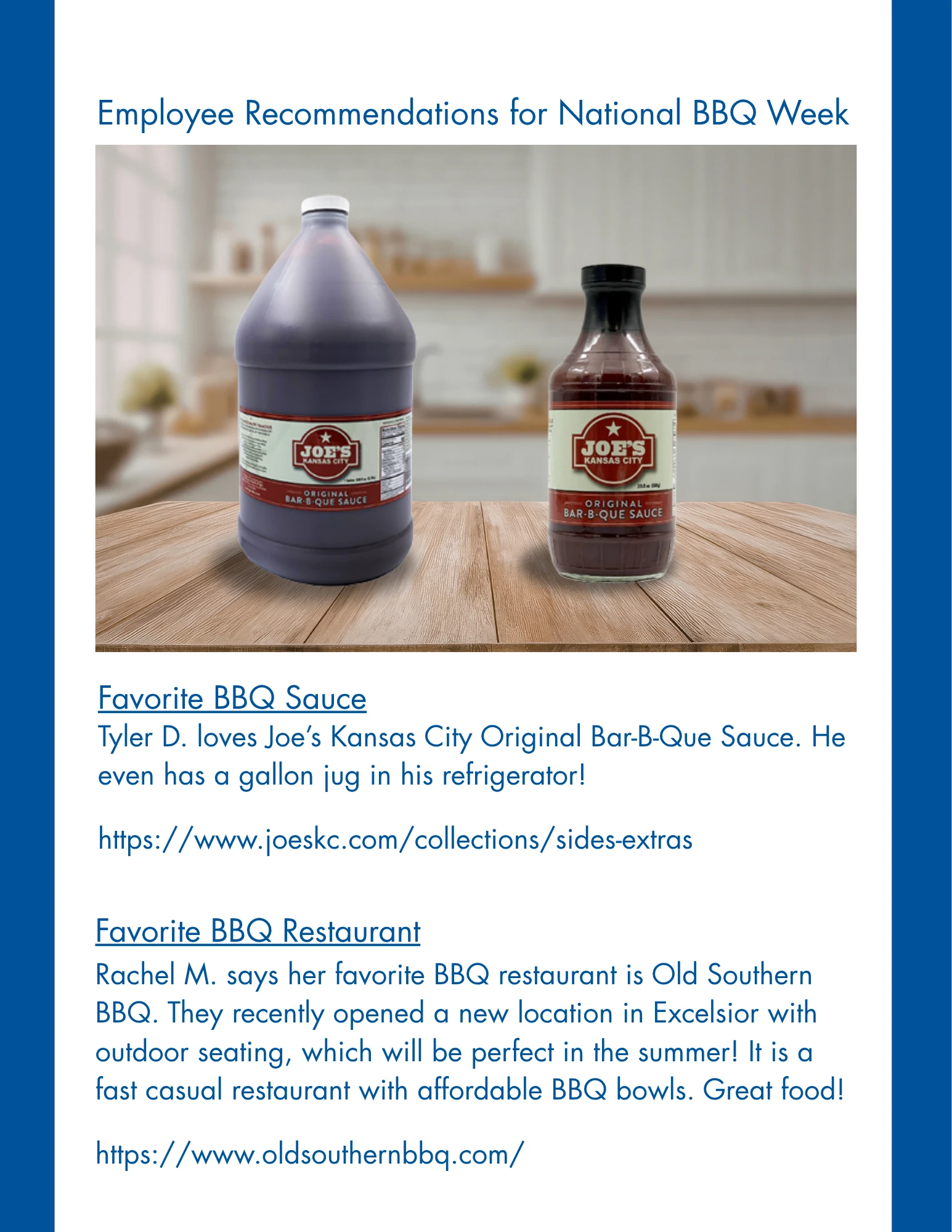 Employee Recommendations for National BBQ Week