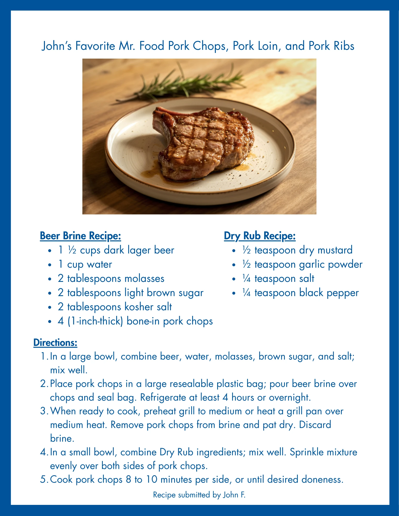 Employee Recommendation Mr Food Pork Chop